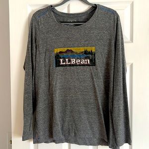LL Bean Gray Long Sleeve Logo Shirt - like new